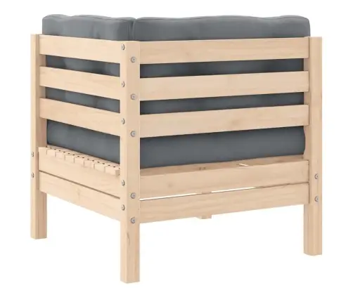 3-Osaline Aiamööblikomplekt Hallide Patjadega, Männipuit