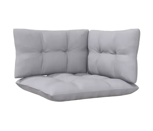 3-Osaline Aiamööblikomplekt Hallide Patjadega, Männipuit