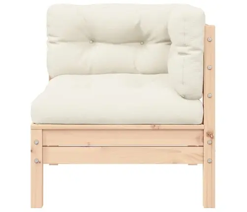 3-Daļīgs Dārza Mēbeļu Komplekts Ar Krēmkrāsas Matračiem, Priede Vidaxl