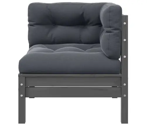 3-Osaline Aiamööblikomplekt Istmepatjadega, Hall, Männipuit