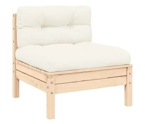 3-Daļīgs Dārza Mēbeļu Komplekts Ar Krēmkrāsas Matračiem, Priede Vidaxl