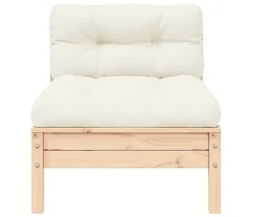 3-Daļīgs Dārza Mēbeļu Komplekts Ar Krēmkrāsas Matračiem, Priede Vidaxl