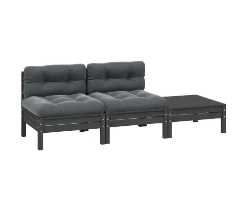 3-Daļīgs Dārza Atpūtas Mēbeļu Komplekts Ar Matračiem, Priede Vidaxl