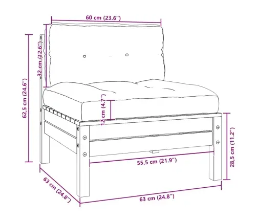 3-Daļīgs Dārza Atpūtas Mēbeļu Komplekts Ar Matračiem, Priede Vidaxl