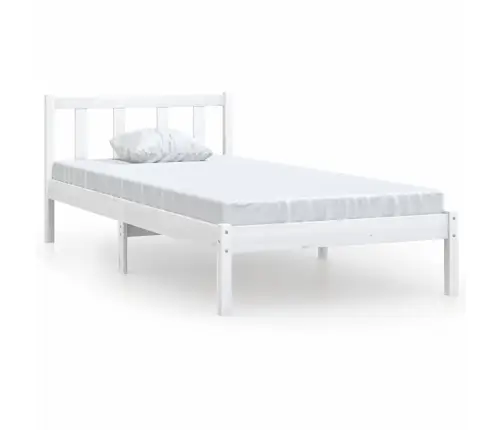 Voodiraam, Valge, Täismännipuit, 75 X 190 Cm