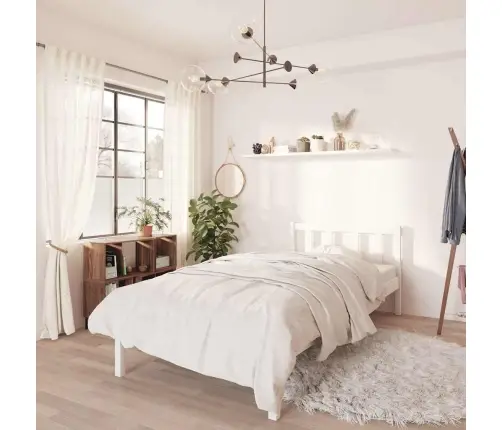 Voodiraam, Valge, Täismännipuit, 75 X 190 Cm