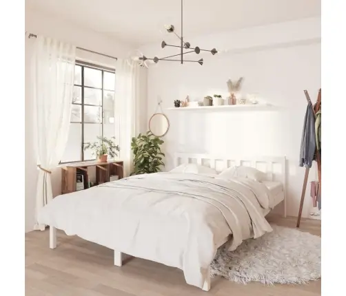 Gultas Rāmis, Balts, Priedes Masīvkoks, 135X190 Cm, Divvietīgs Vidaxl