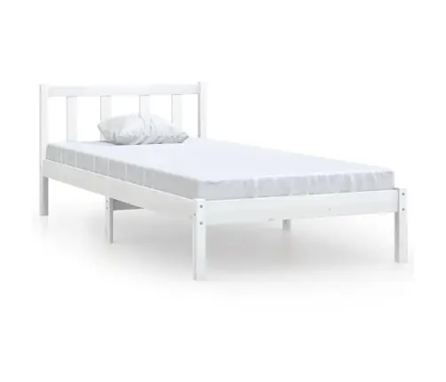 Voodiraam, Valge, Männipuit, 90 X 200 Cm