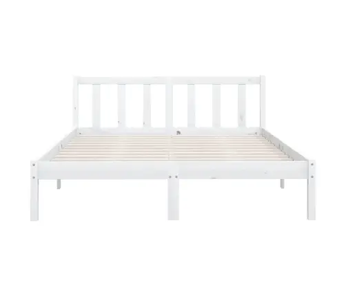 Gultas Rāmis Bez Matrača, Balts, Masīvkoks, 140X200 Cm Vidaxl