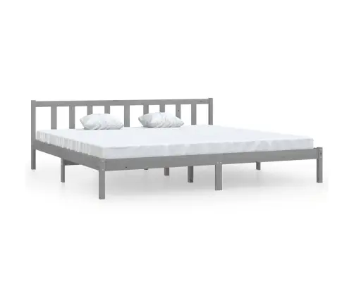 Gultas Rāmis, Pelēks, Priedes Masīvkoks, 200X200 Cm Vidaxl