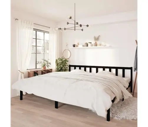 Gultas Rāmis, Melns, Priedes Masīvkoks, 200X200 Cm Vidaxl