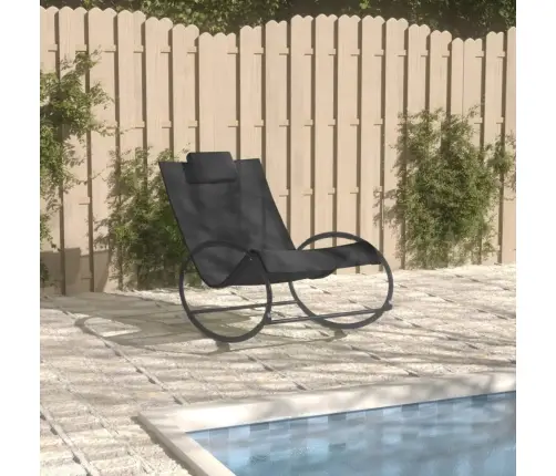 Sauļošanās Zvilnis Ar Spilvenu, Tērauds Un Melns Tekstilēns Vidaxl Sauļošanās Zvilnis Ar Spilvenu, Tērauds Un Melns Tekstilēns Vidaxl