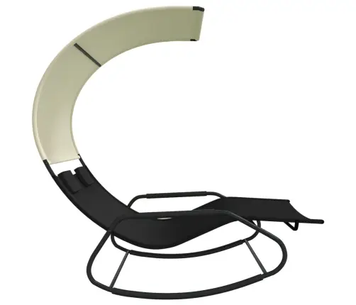 Divvietīgs Sauļošanās Zvilnis Ar Jumtiņu, Melns, Krēmkrāsas Vidaxl