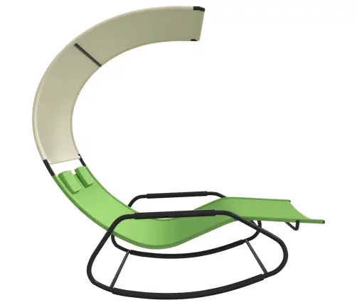 Kiikuv Kahekohaline Päevitustool Katusega, Roheline Ja Kreemjas