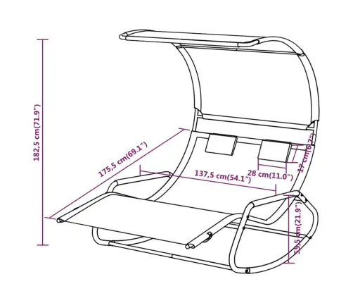 Kiikuv Kahekohaline Päevitustool Katusega, Roheline Ja Kreemjas