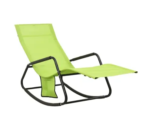 Sauļošanās Zvilnis, Tērauds Un Zaļš Tekstilēns Vidaxl