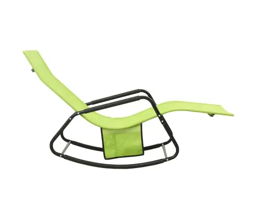 Sauļošanās Zvilnis, Tērauds Un Zaļš Tekstilēns Vidaxl