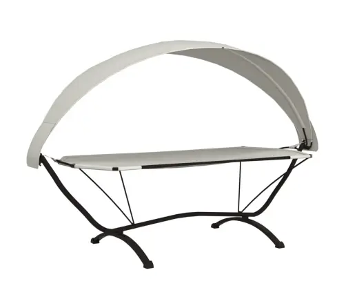 Āra Atpūtas Gulta Ar Jumtu, Tērauds, Krēmkrāsas Oksforda Audums Vidaxl