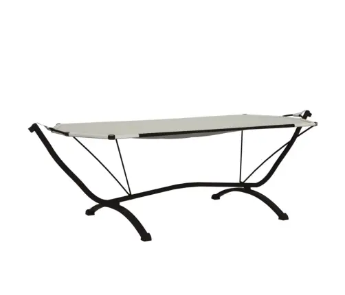 Āra Atpūtas Gulta Ar Jumtu, Tērauds, Krēmkrāsas Oksforda Audums Vidaxl