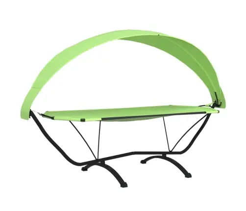 Āra Atpūtas Gulta Ar Jumtu, Tērauds Un Zaļš Oksfordas Audums Vidaxl