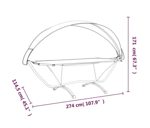 Āra Atpūtas Gulta Ar Jumtu, Tērauds Un Zaļš Oksfordas Audums Vidaxl