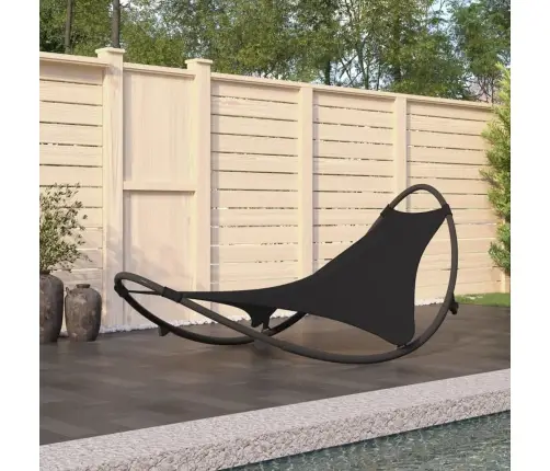 Kiikuv Lamamistool Ratastega, Teras Ja Textilene, Must