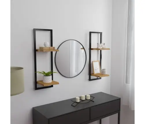 Sienas Plaukti, 2 Gab., 25X25X75 Cm, Akācijas Koks, Tērauds Vidaxl