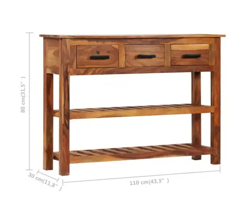 Kumode Ar 3 Atvilktnēm, 110X30X80 Cm, Masīvs Rožkoks Vidaxl