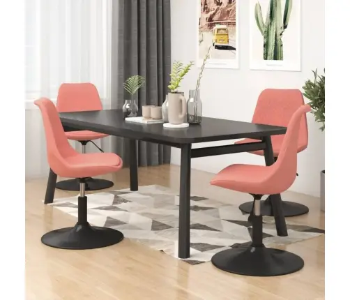 Pasukamos Valgomojo Kėdės, 4Vnt., Rožinės Spalvos, Aksomas