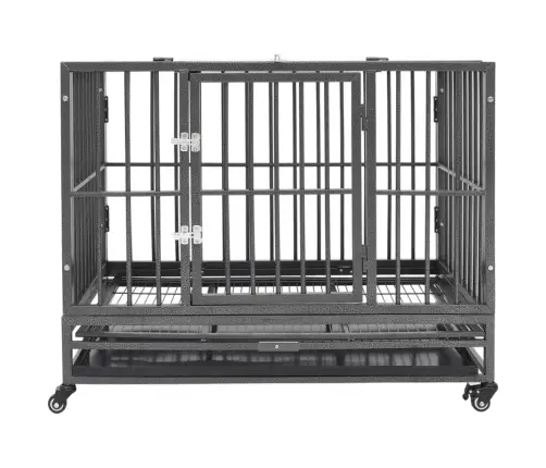 Suņu Būris Ar Riteņiem, 92X62X76 Cm, Tērauds Vidaxl