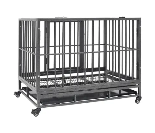 Suņu Būris Ar Riteņiem, 92X62X76 Cm, Tērauds Vidaxl