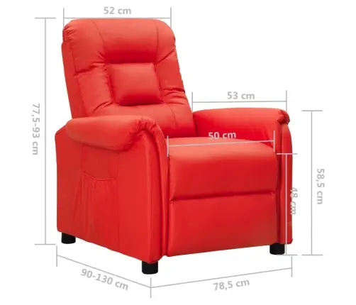 Atpūtas Krēsls, Atgāžams, Sarkana Mākslīgā Āda Vidaxl