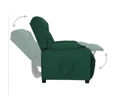 Atpūtas Krēsls, Atgāžams, Tumši Zaļš Audums Vidaxl