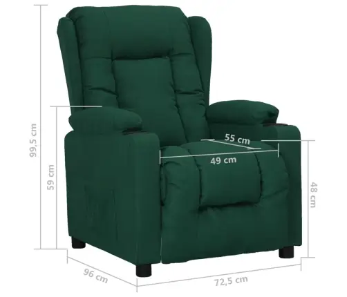 Atpūtas Krēsls, Atgāžams, Tumši Zaļš Audums Vidaxl