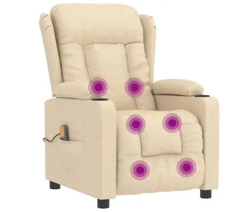 Masāžas Krēsls, Krēmkrāsas Audums Vidaxl