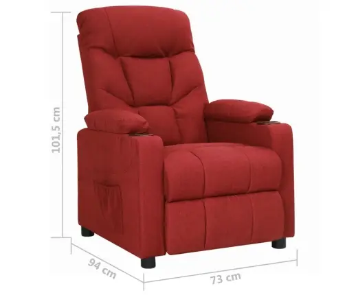Atpūtas Krēsls, Atgāžams, Vīnsarkans Audums Vidaxl
