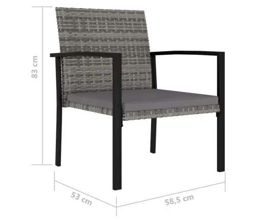 Dārza Krēsli, 4 Gab., Pe Rotangpalma, Pelēki Vidaxl