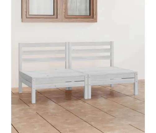 Dvivietė Sodo Sofa, Balta, Pušies Medienos Masyvas (806588)