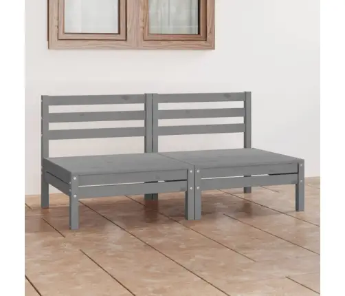 Dvivietė Sodo Sofa, Pilka, Pušies Medienos Masyvas (806589)