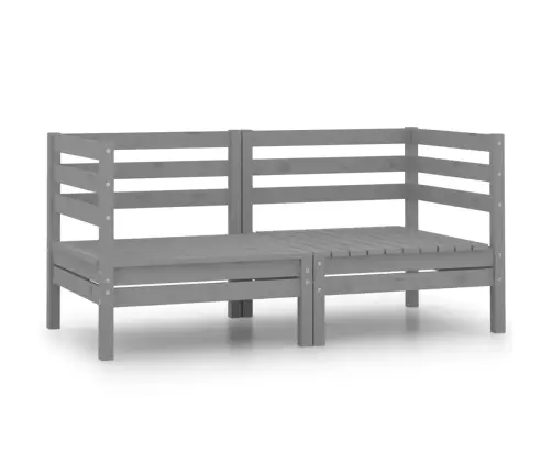 Divvietīgs Dārza Dīvāns, Pelēks, Priedes Masīvkoks Vidaxl