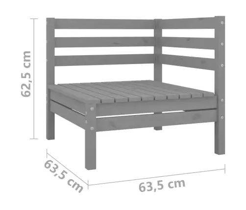 Divvietīgs Dārza Dīvāns, Pelēks, Priedes Masīvkoks Vidaxl