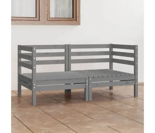 Divvietīgs Dārza Dīvāns, Pelēks, Priedes Masīvkoks Vidaxl