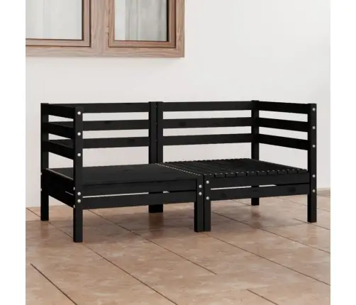 Divvietīgs Dārza Dīvāns, Melns Priedes Masīvkoks Vidaxl