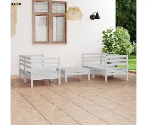 5-Osaline Aiamööblikomplekt, Valge, Täismännipuit
