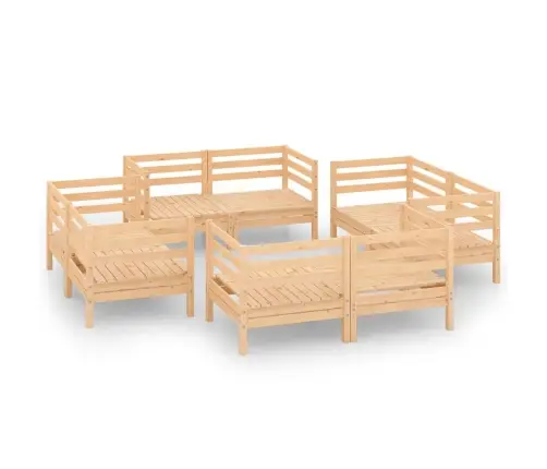 Sodo Poilsio Komplektas, 8 Dalių, Pušies Medienos Masyvas