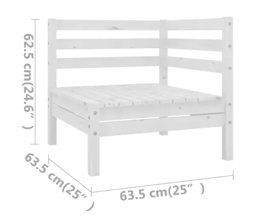 Sodo Poilsio Baldų Komplektas, 9 Dalių, Baltas, Pušies Masyvas