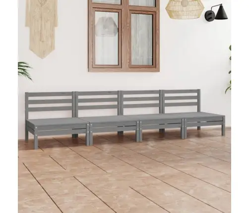 4-Daļīgs Dārza Atpūtas Mēbeļu Komplekts, Pelēks Priedes Koks Vidaxl