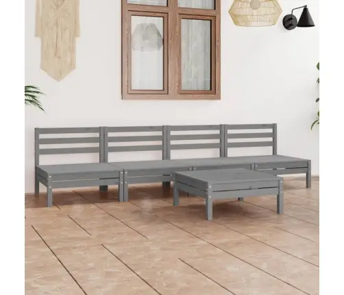 5-Osaline Aiamööblikomplekt, Hall, Täismännipuit