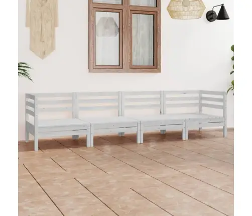 4-Daļīgs Dārza Atpūtas Mēbeļu Komplekts, Balts Priedes Koks Vidaxl