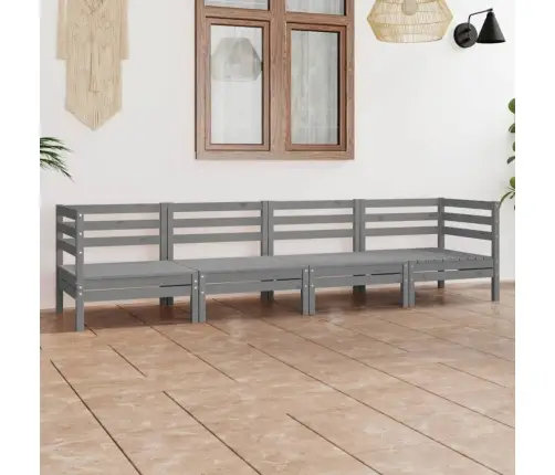 4-Daļīgs Dārza Atpūtas Mēbeļu Komplekts, Pelēks Priedes Koks Vidaxl